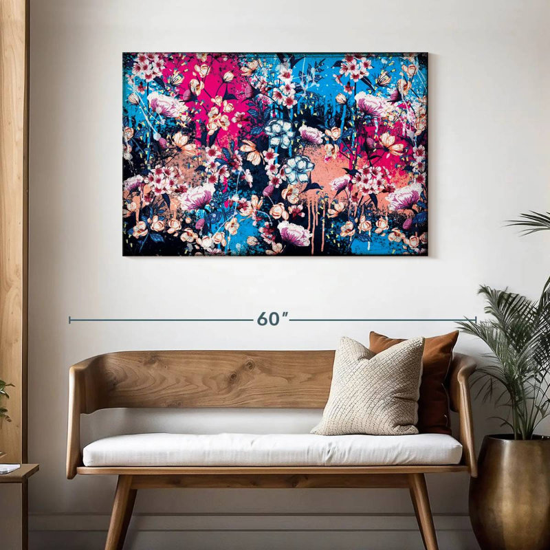 Kerner Splattered Botanical Flowers, 30" H x 45" W