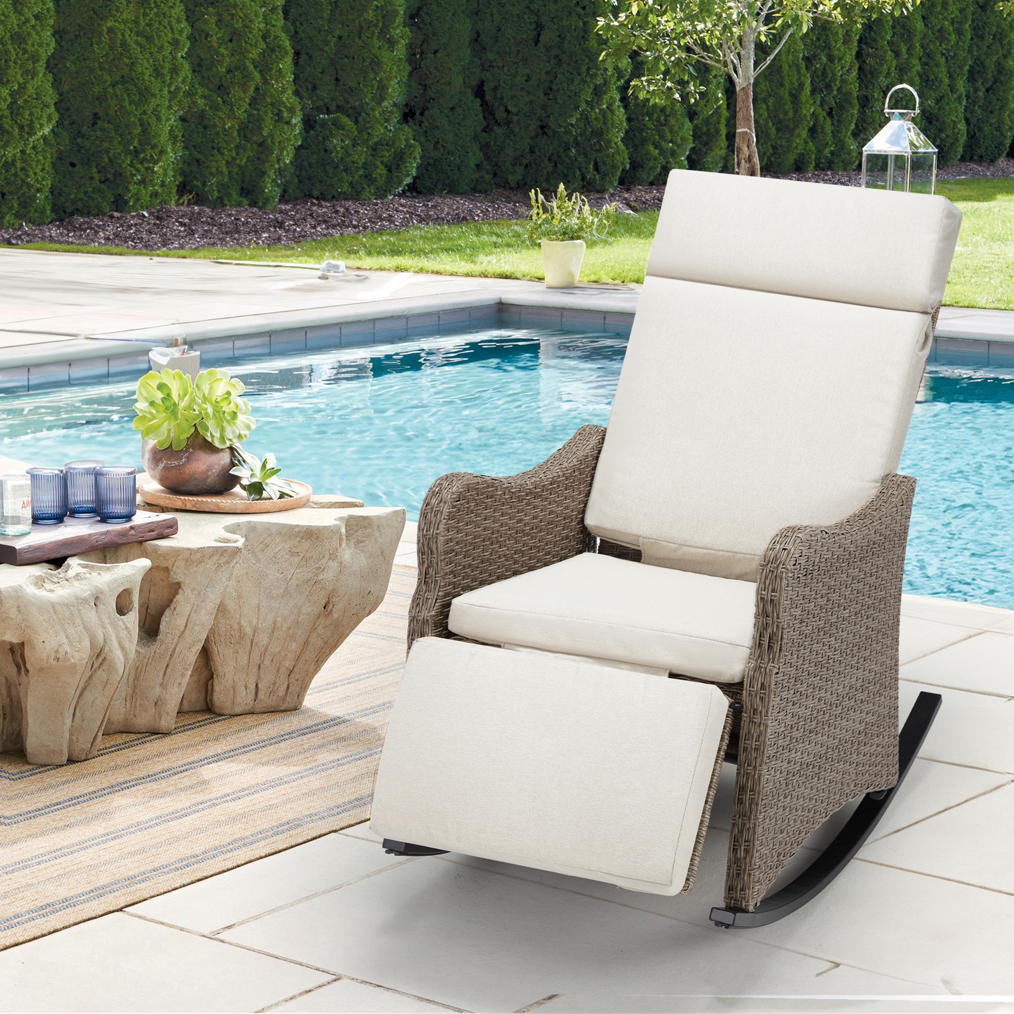 Winston Porter Edina Wicker Outdoor Rocker Chair & Reviews | Wayfair