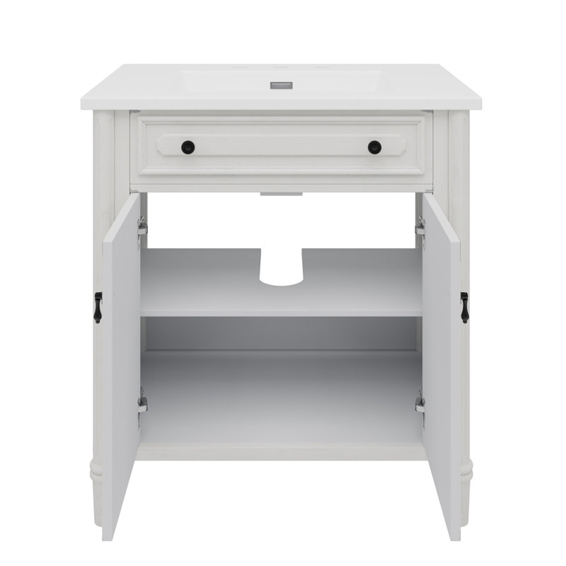 Meuble-lavabo 31 po avec lavabo, Blanc ancien