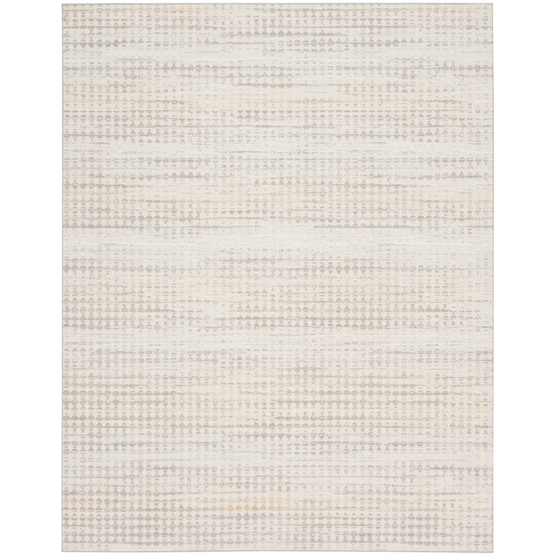 Geometric Machine Made Power Loomed Polyester Area Rug in Cream, Rectangle 8' x 10'