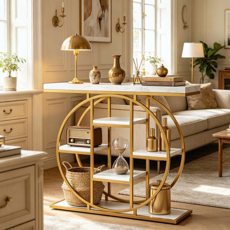 Console chic avec tablettes à plusieurs niveaux