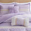 Ensemble de couette 5 pièces en microfibre seersucker brodée à volants, beige/rouge, taille grand lit/queen