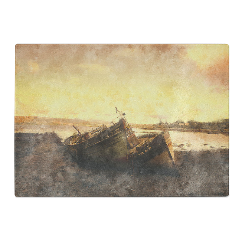 Stranded Boats on the Beach Chopping Board, 28.5cm W x 39cm L