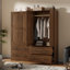 Armoire 68,8 "de haut avec 2 portes et 2 tiroirs cannelés, noyer-718639739
