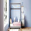 Lit simple en bois et velours, gris-130085328-130085329