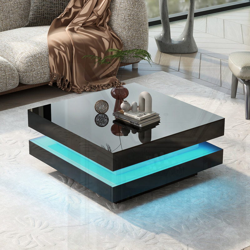 Design minimaliste ultrabrillant avec lumières DEL, Noir