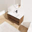 Meuble-lavabo de 36 po avec lavabo en céramique et tiroir à fermeture en douceur - Design tendance en contreplaqué de chêne brun-1079210025-1079210021