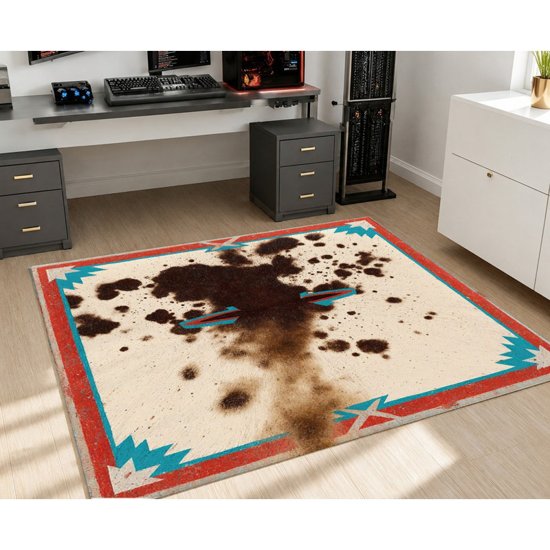 Tapis à motif de vaches Western Western, Rectangle 3 pi 11 po x 2 pi 7 po (120 x 80 cm)