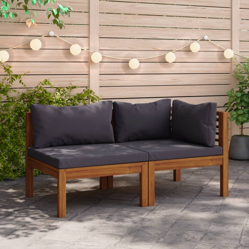 27.2" Wide Acacia Wood Species Square Patio Sofa with Cushions