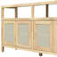 Buffet en placage de bois naturel, 3 réglages de hauteur de la tablette, aucune ouverture par pression, armoire de rangement moderne de style bohémien, placage de frêne, flexibilité, mécanisme, solution