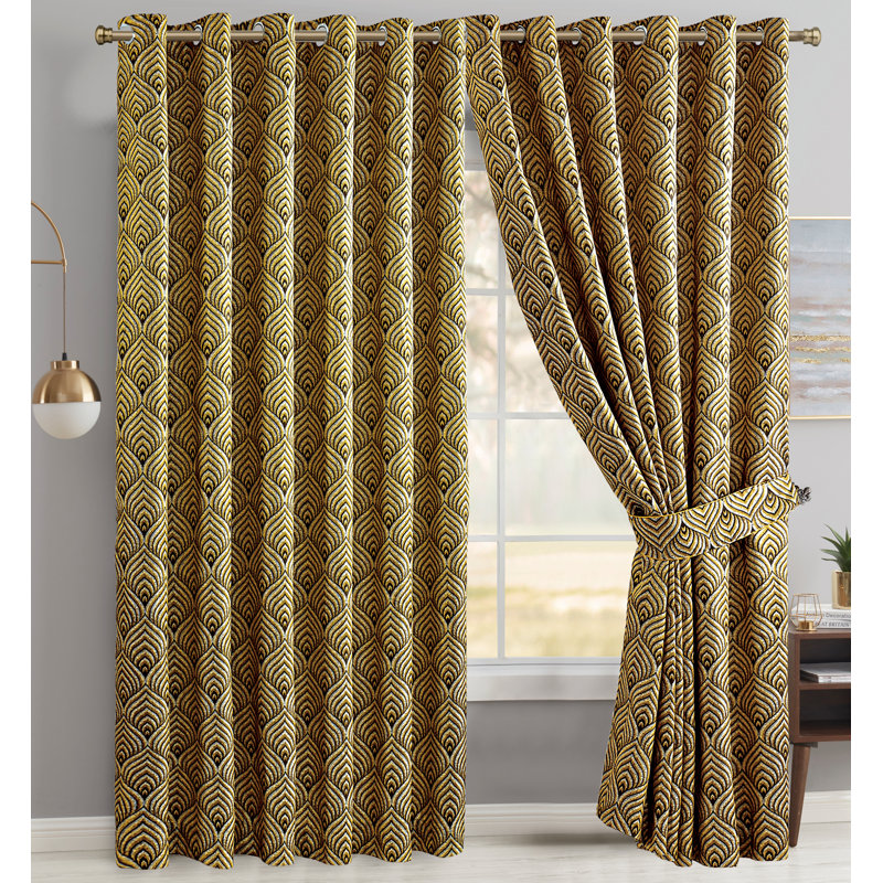 Annelise Room Darkening Pair, Ochre, 228 W x 228 D cm