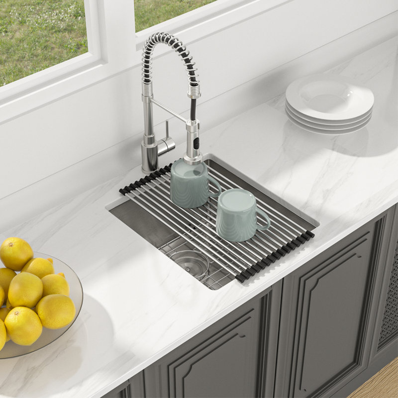 15" L x 17" W Undermount Bar Sink Single Bowl Prep Sink 16 Gauge Stainless Steel Kitchen Bar Sink