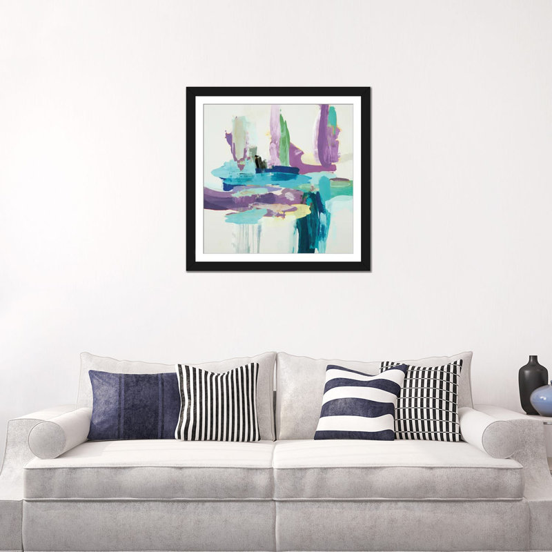 Synergy II - bleu et mauve, Cadre d'angle ouvert noir, H 16 po x l 16 po