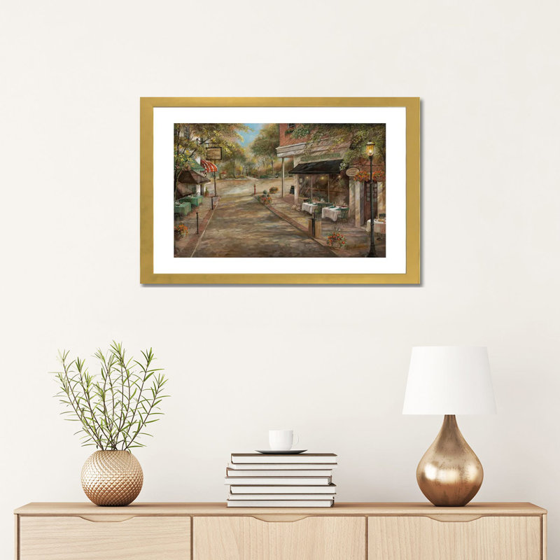 «My Kinda Town» par Ruane Manning - reproduction d'art, H 16 po x l 24 po x P 1 po, Papier encadré doré, Blanc