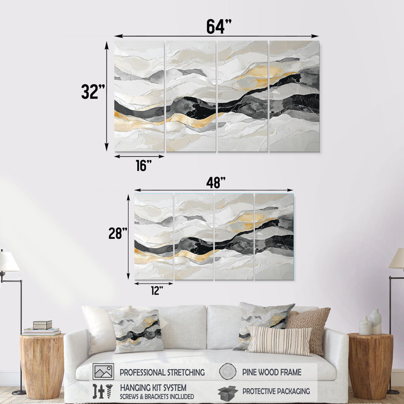 Gris gris peinture de rivière dérive, art cinétique - art mural cinétique - décoration murale moderne, H 28 po x l 48 po, 4