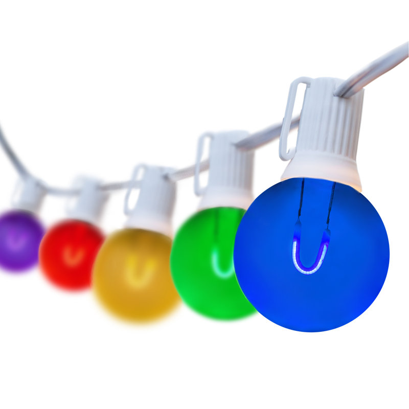Alexandrea Outdoor 10 - Bulb 10'' Plug-in Globe String Light, White, Blue/Green/Yellow/Purple/Red