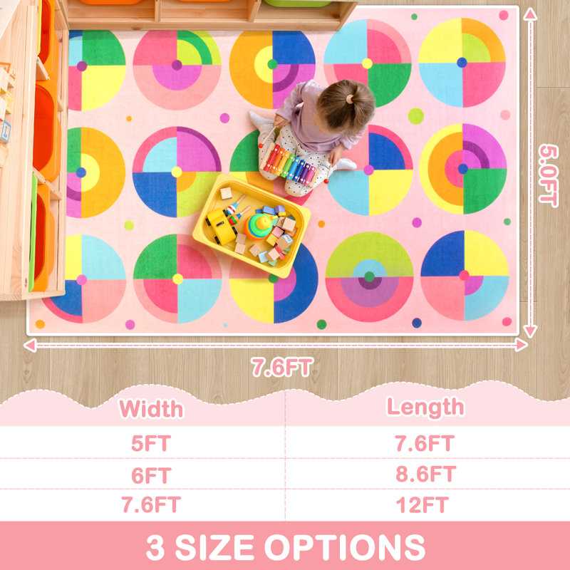 Tapis de salle de classe pour jouer et apprendre, Rectangle 5' x 7'6"