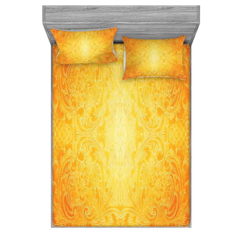 Damask Microfiber Damask Sheet Set, Queen Sheet Set + Fitted Sheet + 2 Pillowcases