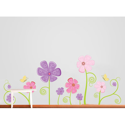 Décalcomanie murale fleur et papillon