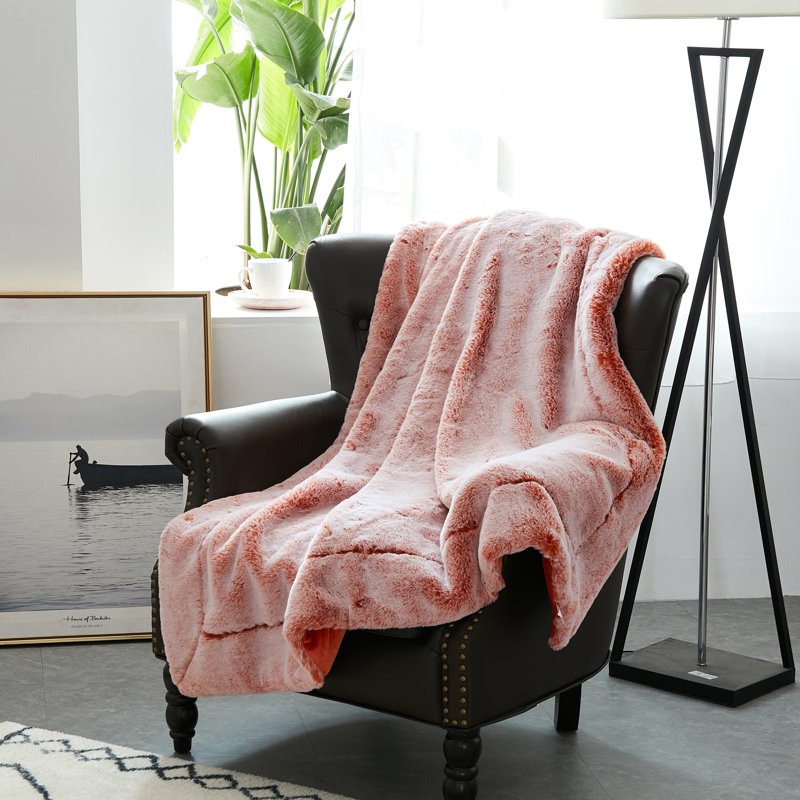 Jeté lourd en fausse fourrure, Orange brûlé, L 60 po x L 80 po