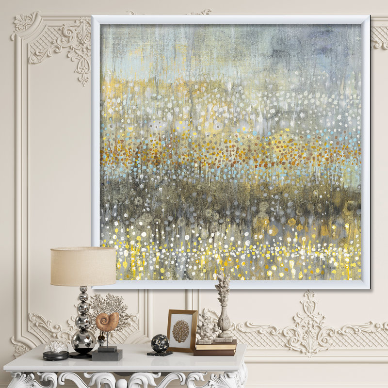 Glam Rain Abstract IV - impression, H 30 po x l 30 po x P 1 po, Cadre blanc