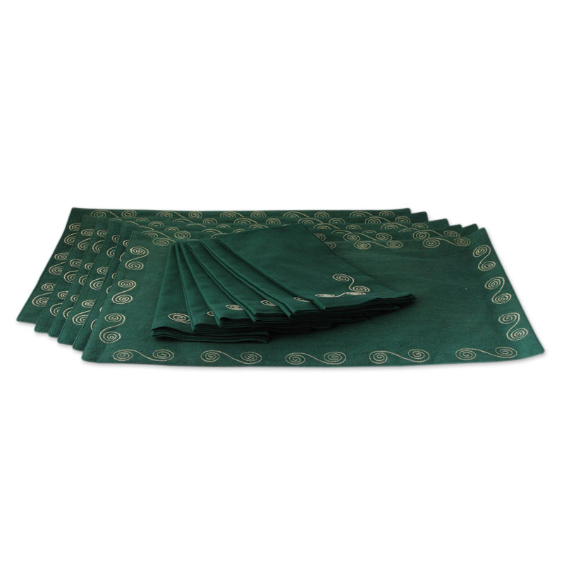 Cotton Abstract Rectangle Placemat And Napkin Set