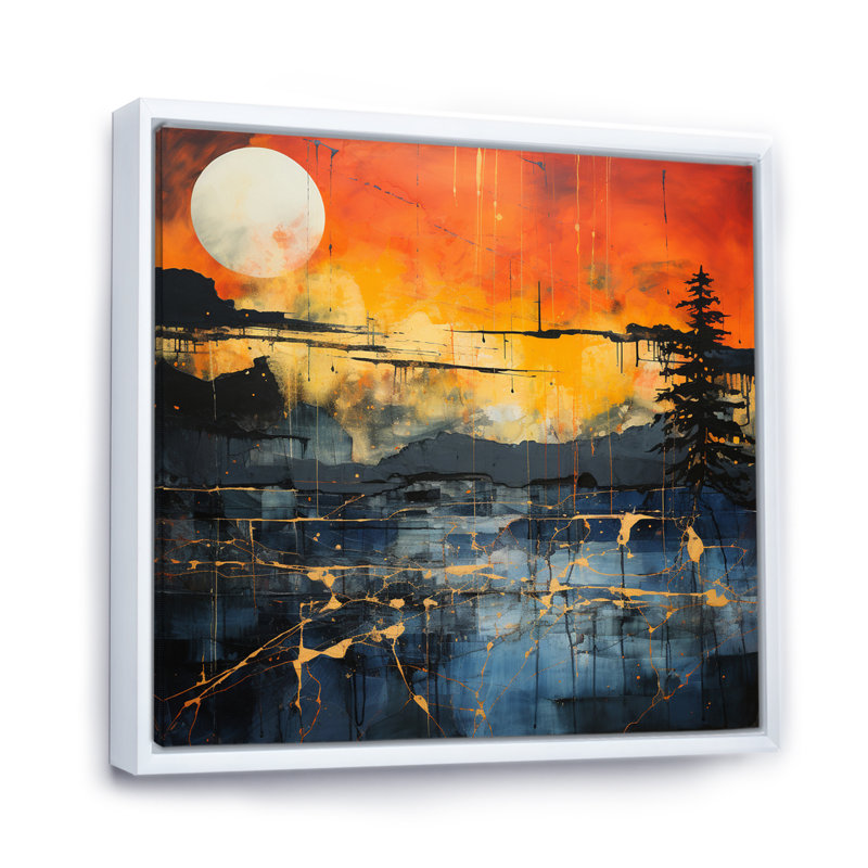 «Dramatic Lightning Nights I», reproduction d'art sur toile, H 24 po x l 24 po x P 1 po, Cadre flottant blanc