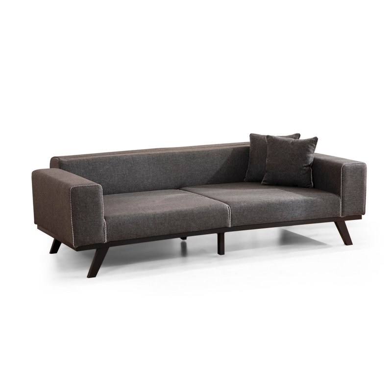Versatile 3-Seat Sofa-Bed, Anthracite, 87.4 x 36.2 x 30.3 inches | Beech Wood & Chipboard Frame, 100% Polyester Fabric | Soft Grey Foam & Silicone Back Cushion | Turnable Mechanism, Fixed Cushions, Stylish & Functional