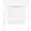 Lit mezzanine blanc avec bureau et tablette. Économisez de l'espace dans la chambre à coucher. Fabriqué en pin massif. . Garde-corps. Parfait pour les petites chambres. 78 po x 57,6 po, 70,9 po. Sans rangement en bois pour matelas.-1667426366