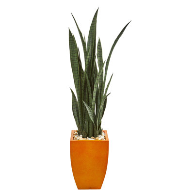 55'' Faux Sansevieria Plant in Earthenware Pot