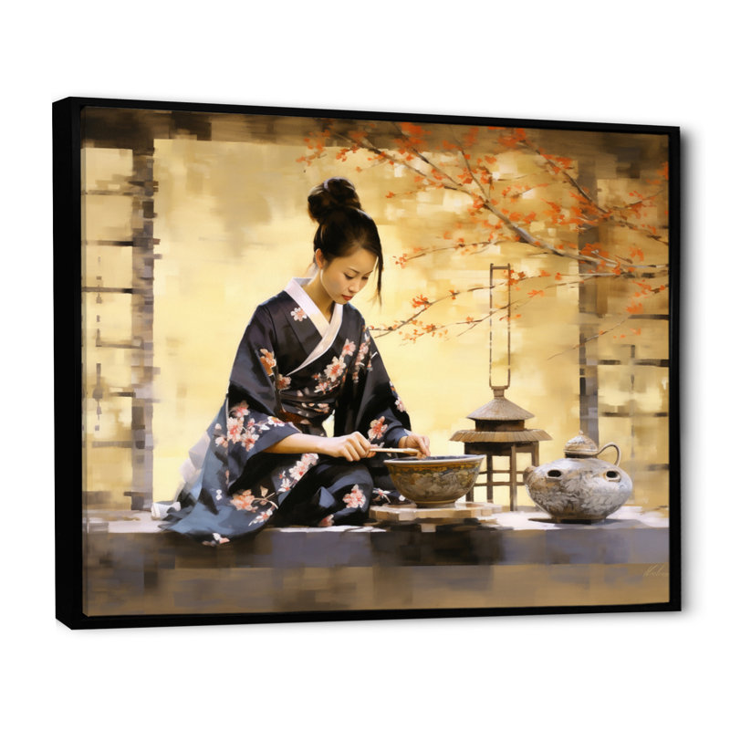 Asian Art Tea Cerémonie II, reproduction d'art sur toile, H 30 po x l 40 po x P 1,5 po, Cadre flottant noir