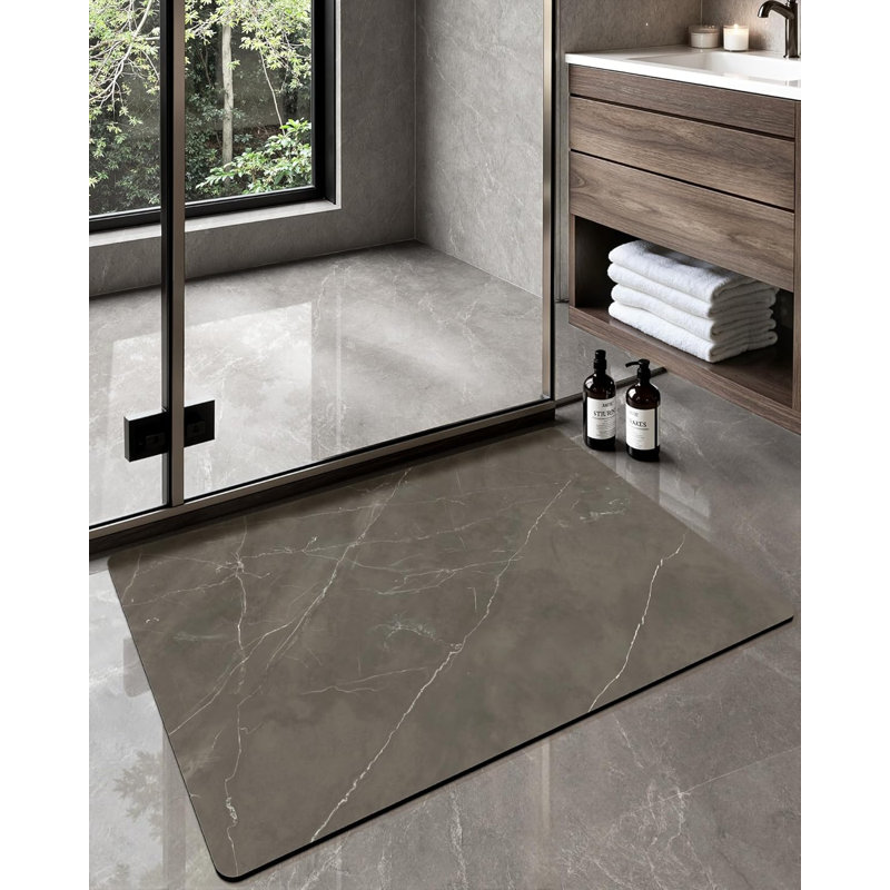 Tapis de bain ultra mince, tapis antidérapant à séchage rapide, tapis de bain en marbre absorbant, tapis en caoutchouc lavables pour le plancher de la douche, devant la baignoire, décor de salle de bain, motif de marbre