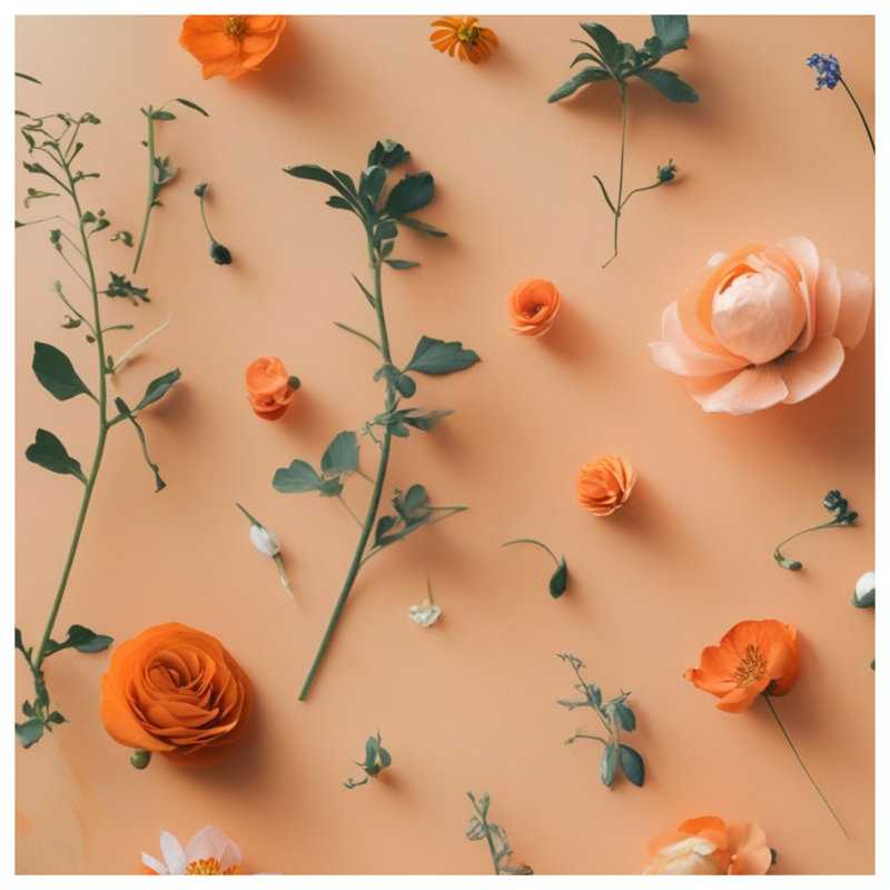 Couvertures d'arrangement floral orange, 60in W x 80in H