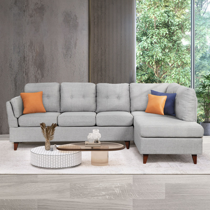 Canapé modulaire Adilbek, 100 % lin gris