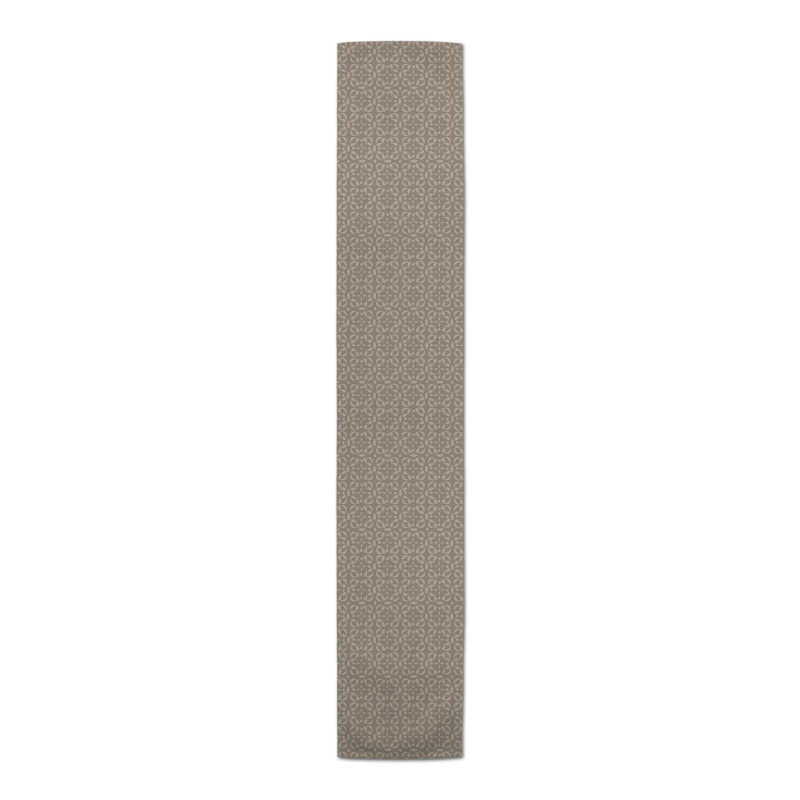 Azlin Rectangle Polyester Table Runner, 72" x 16", Tan, Geometric 2