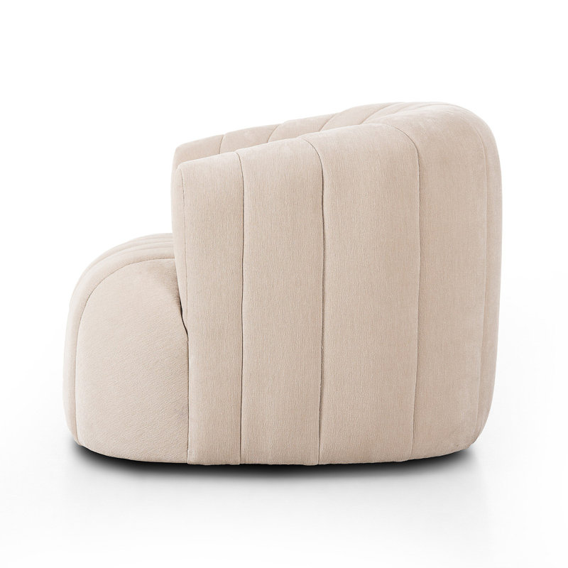 Elliana Swivel Barrel Chair, Blamont Cream Polyester