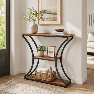 Narrow Console Table with 3 Tier Storage Shelves, Entryway Sofa Table