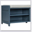 Banc de rangement à volets vieillis avec placage d'acacia pour un charme rétro pour le salon, le vestibule (bleu marine)