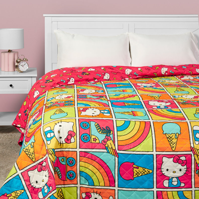 Couverture Sanpi Hello Kitty Rainbow, Rouge, Grand lit