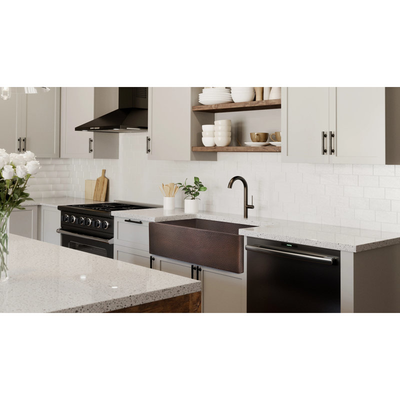 Luxury Heavy 12-Gauge Copper Farmhouse Sink, Includes Accessories, Flat Front