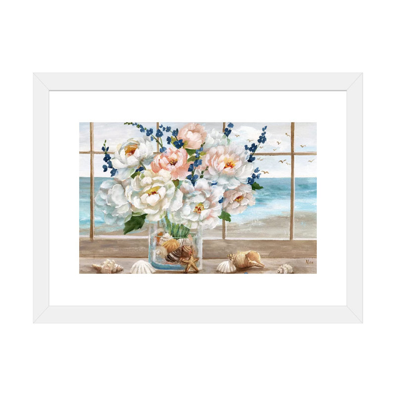 «Coastal Window» par Nan - reproduction, Cadre blanc, H 16 po x l 24 po x P 1 po