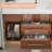 35.4" Modern Bathroom Single Vanity With Ceramic Sink, Rubbed Bronze Handles, 2 Drawers & Open Shelves, Walnut
