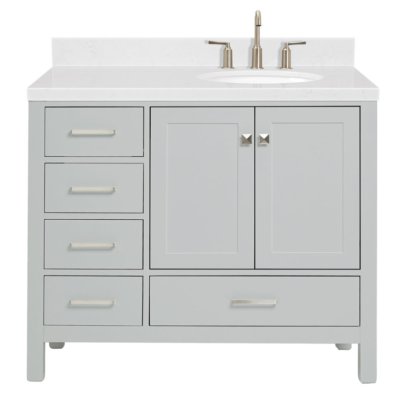  Meuble-lavabo simple 42,25 po avec plateau, Gris, Oval, Right