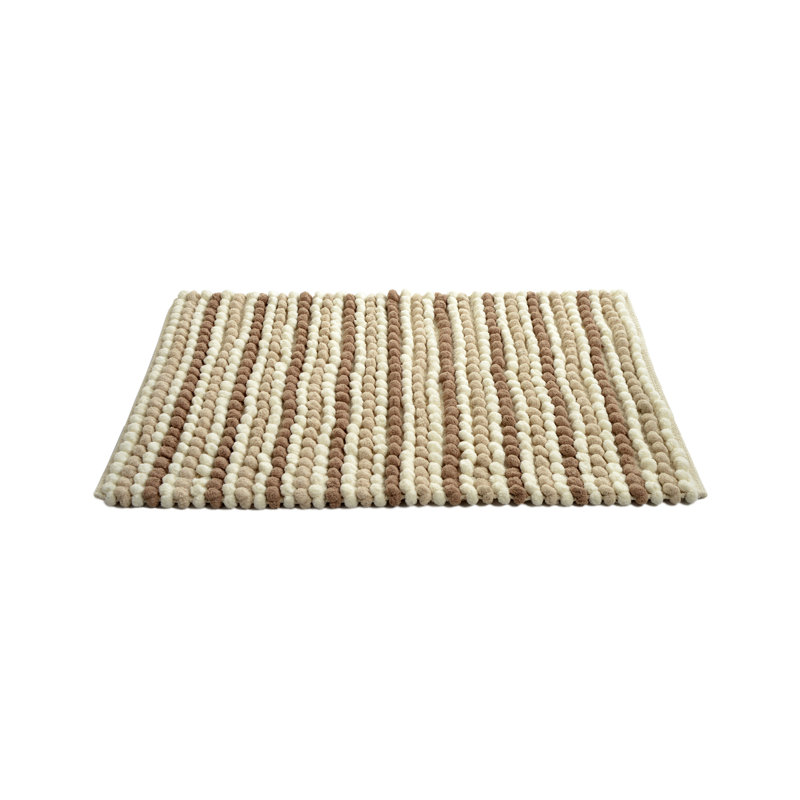 Alisbha Striped Chunky Bobble Bath Mat, Natural