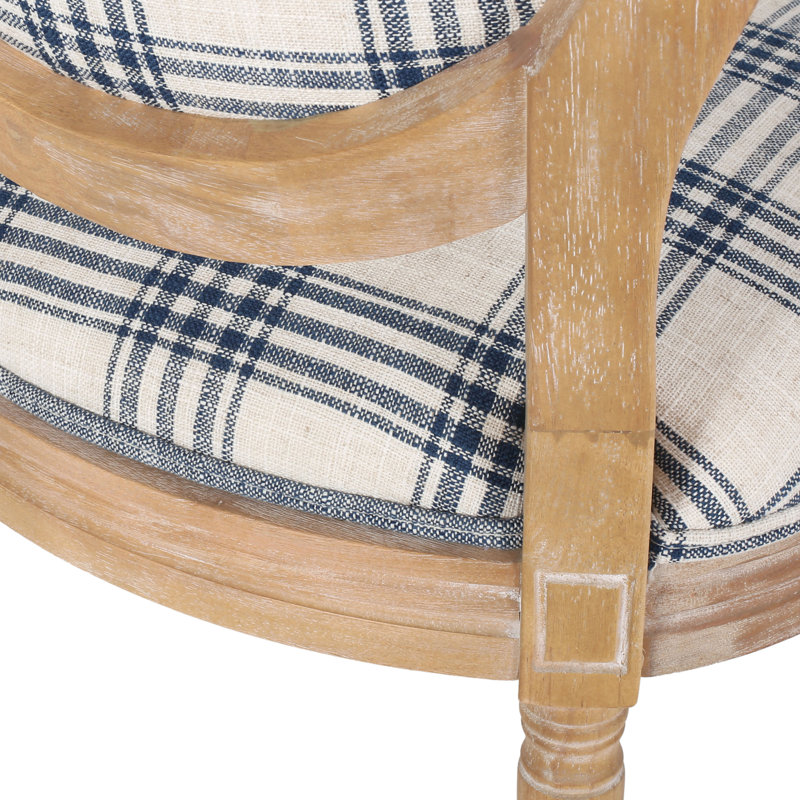 Jair 19.25'' H Upholstered Side Chair, Dark Blue Plaid