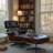 Real Leather Upholstered Accent Chair With Ottoman And Heavy-Duty Aluminum Base-865665743