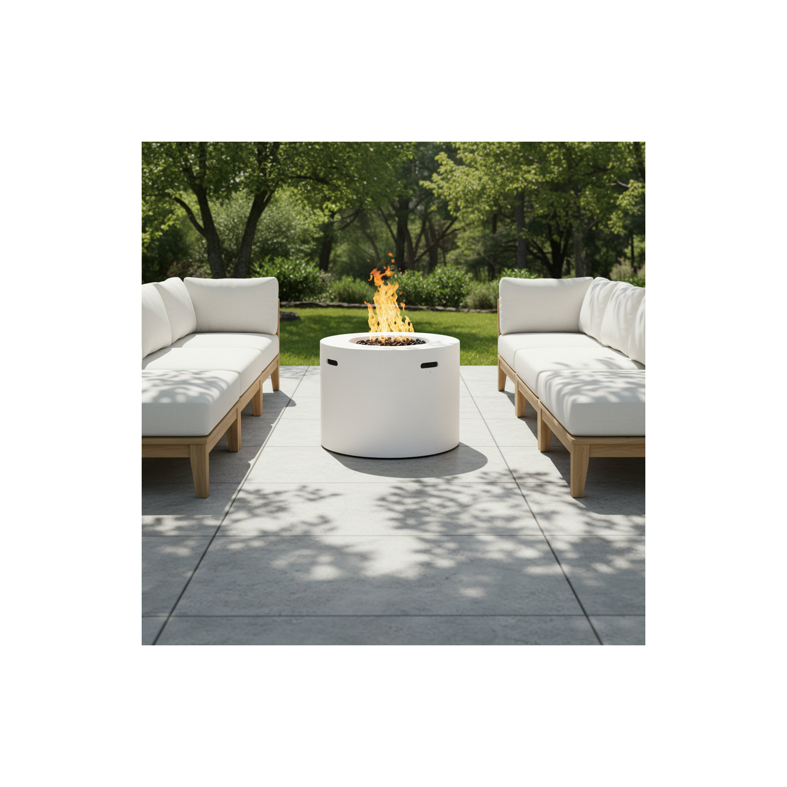 Caelan Round Fire Pit Table, White