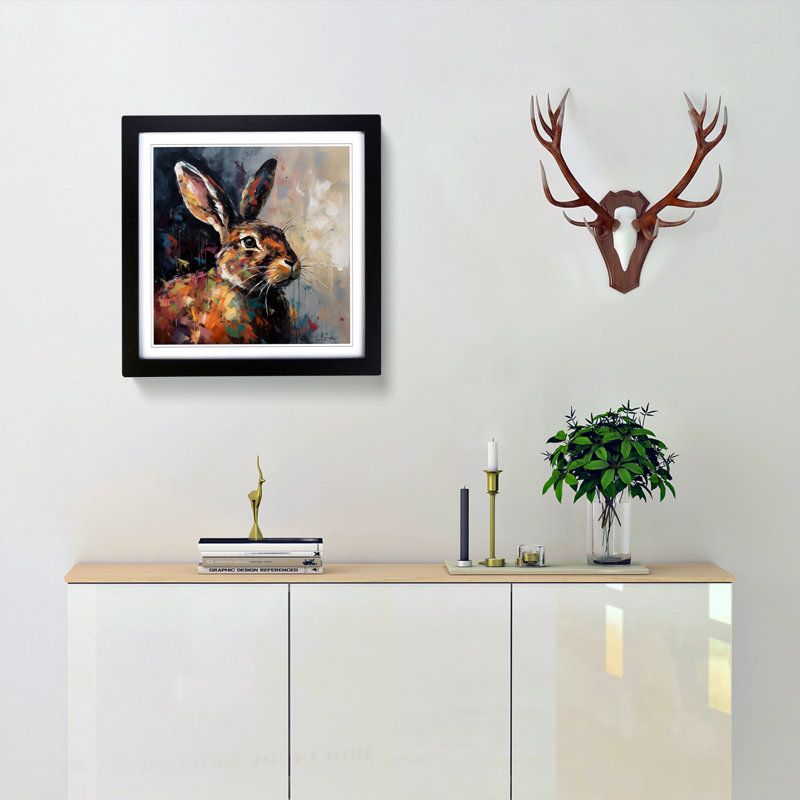 Rabbit Palette Knife No.1 - Framed Print, Black