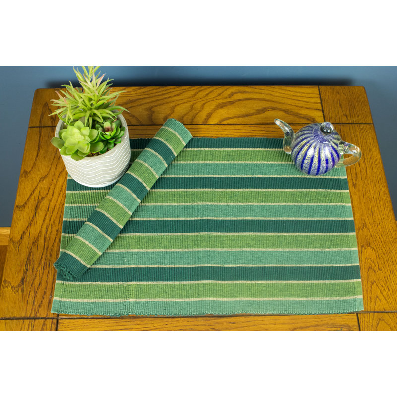 Ensemble de 6 napperons Bludabu, À rayures, Vert