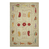Rug & Kilim’S Suzani Style Kilim In Cream With Polychrome Paisleys And Florals